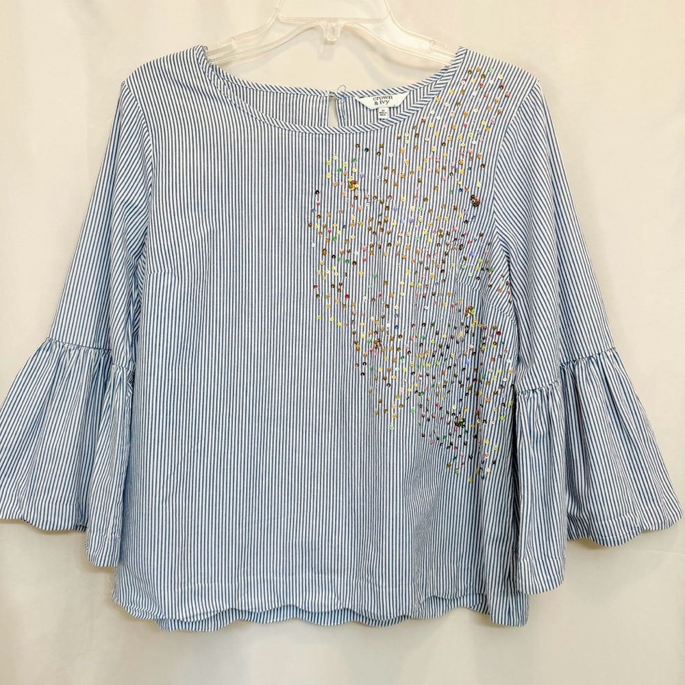 Crown & Ivy Striped Sequin Blouse